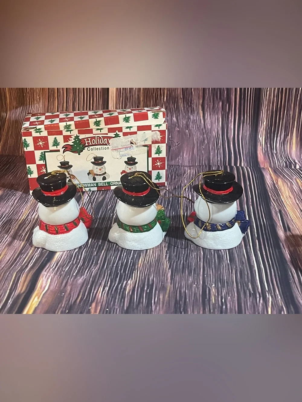 Snowman Bell Ornaments - Set of 3 (White)